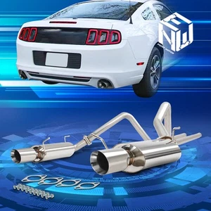 For 11-14 Ford Mustang 3.7L V6 Dual 4" Muffler Rolled Tip Catback Exhaust System - Picture 1 of 6