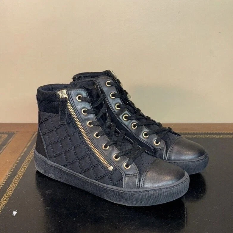 ALDO Conde-36 Negro Dorado Acolchado Cremallera Lateral Encaje Mujer’s Talla 7.5 Foto 1 de 4