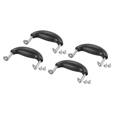 Pentola Lato Maniglia per Inox Acciaio Manico Nero Argento Tono 90x78mm 4pz - Immagine 1 di 4