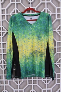 Pelagic Shirt Womens M Green Yellow Long Sleeve Lightweight Fishing Colorful - Picture 1 of 15