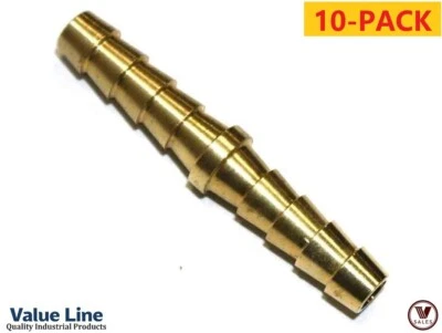 10-PACK! Value Line Brass Hose Fitting, Mender Splicer, 1/8"x1/8" Barb 122HBL-2 - Image 1 of 4