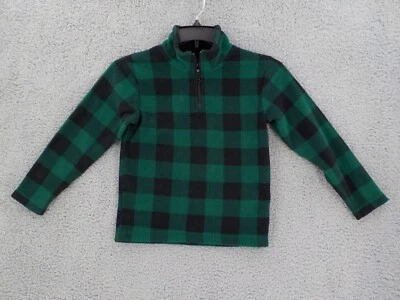 THE CHILDREN'S PLACE 1/4 ZIP SWEATSHIRT BOYS SZ 7/8 FOREST GREEN BLACK PLAID EUC - Image 1 of 4