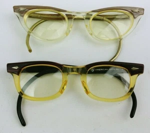 (2) American Optical Vintage Cateye Small Child Frames 5 1/2 Prescription Lenses - Picture 1 of 10