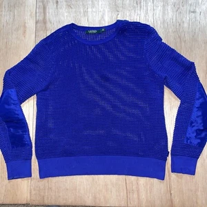 Suéter parche en el codo tejido abierto Ralph Lauren estilo años 80 vintage para mujer - Imagen 1 de 8