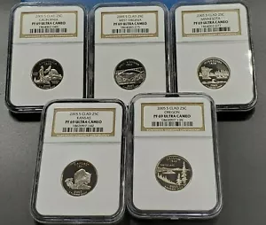 2005 S Complete 5 Coin Clad Proof Quarter Set NGC Graded PF69 UCAM Brown Label - Picture 1 of 7