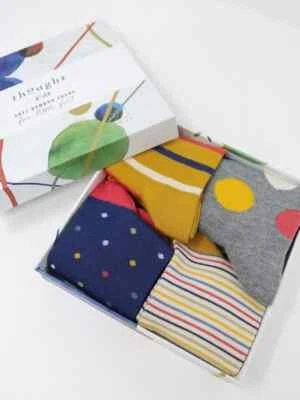THOUGHT BAMBOO KIDS SOCKS RRP £19.95 - SHAY GIFT BOX 4 SOCKS -AGE 4-6 ~ SBK5649