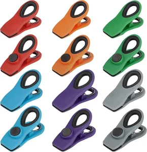 Chip Clips, Magnetic Bag Clips with Air Tight Seal for Food Storage, 12 Pieces, - Picture 1 of 7