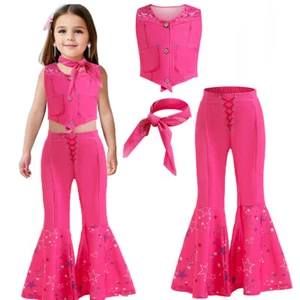 Halloween Kostüm für Mädchen 2023 Film rosa Cowgirl Oberteil + Hose - Bild 1 von 7