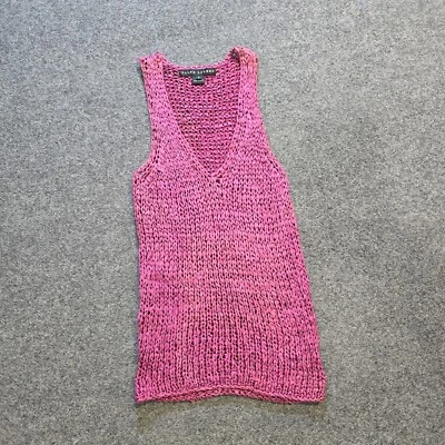 Chaleco Ralph Lauren Mujer Talla Mediana Rosa Púrpura Grueso Tejido Viscosa Etiqueta Negra Foto 1 de 4