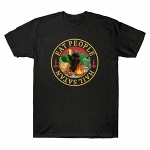 Men's New Satan Bear Tee Gift T-Shirt Bear People Camping Hail Hate I Eat People - Picture 1 of 6