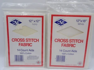 Counted Cross Stitch Fabric (2 pc) 14 ct Aida Cloth 100% Cotton CSO Brand USAMFT - Picture 1 of 2