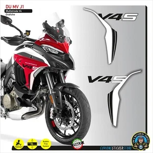 2 ADESIVI DUCATI MULTISTRADA V4S FIANCHETTI LATERALI NERO e BIANCO DU MV J1 - Picture 1 of 1