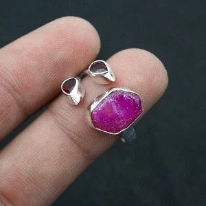 Rosa Rubin Ring, roher Rubin Ring Handarbeit Schmuck, rosa Rubin Ring, verstellbarer Ring - Bild 1 von 4