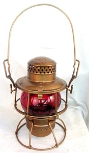 ADLAKE RAILROAD LANTERN UNION PACIFIC RED GLOBE UPRR C.1920'S EXTRA NICE! - Foto 1 di 9