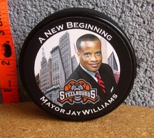 YOUNGSTOWN STEELHOUNDS hockey puck Jay Williams mayor CHL defunct Ohio Chevrolet