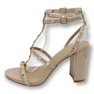 Новый смесь No 6 Kamari с заклепками желтовато-коричневый коренастый каблук клетка сандалии в размере 10 США 42 EUR - Изображение 1 из 4