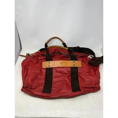 Bolso de Lona Will Leather Lona Encerada Viaje Llevar Fin de Semana Gimnasio Cuero Rojo Foto 1 de 4