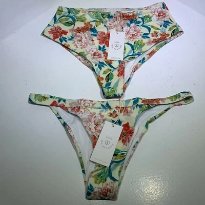 Soah Womens Sicily Floral Soul Of A Hippie Elastic Waist Zkye Bikini Bottom Sz L - Изображение 1 из 4
