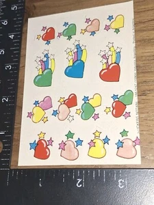 Pegatinas vintage, corazones coloridos arco iris, RARAS, 1 hoja, (STKZ4) - Imagen 1 de 3