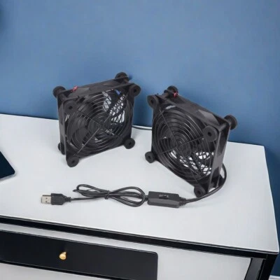 Quiet Dual 120mm 5V USB Computer PC Fan with Speed Controller for Router Desktop - Image 1 of 4
