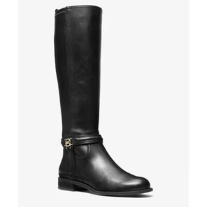 Michael Michael Kors Mindy Flat Leather Boot Black 8 m $375 - Picture 1 of 5