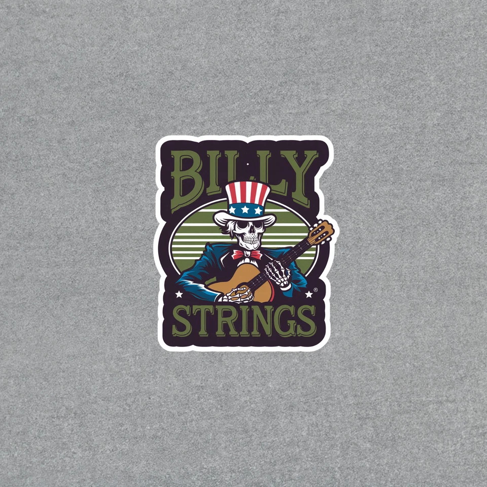 Billy Strings Skeleton Uncle Sam Guitar Sticker - Patriotic Bluegrass Decal 4305