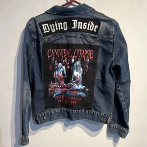 Dying Inside Cannibal Corpse Butchered at Birth Women's Large Gap Denim Jacket - Picture 1 of 13