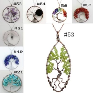 Nuevo Collar Colgante Árbol de la Vida Piedra Preciosa Natural Amatista Amatista - Imagen 1 de 15