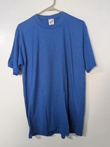 Vintage 90s Jerzees Tshirt Size L Single Stitch Sleeve Plain Blue Blank USA - Picture 1 of 6