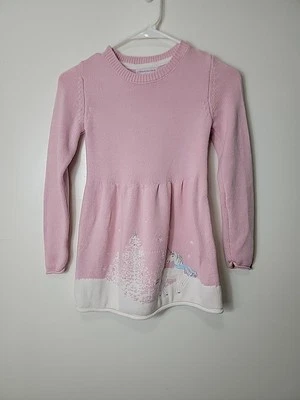 Catherine Malandrino Girl's Pink White Unicorn Pullover Knit Dress, M - Image 1 of 4