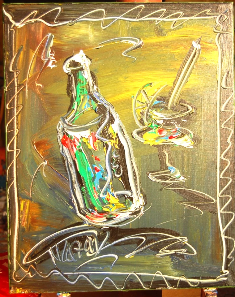 IMPRESSIONIST WINE  Abstract Modern CANVAS Original Oil Painting THH - Image 1 of 1