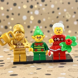 LEGO BAM X'mas 2025 - Set 3 Minifiguren - Gold Weihnachtsmann / Frau Claus / Elfe - Bild 1 von 19