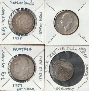 WORLD SILVER COINS +/- QUARTER SIZE 4 pcs. --- YHBW - Picture 1 of 1