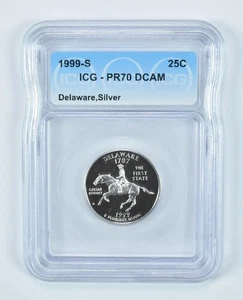 1999-S Washington State Quarter Delaware Silver PR70 DCAM ICG *1451 - Picture 1 of 5