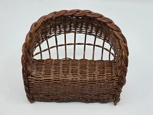 Doll House Wicker Loveseat Vintage Miniature 5" Tall Back Bench Chair Deco Retro - Picture 1 of 4