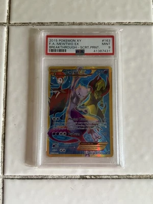 2015 Pokemon Mewtwo EX Breakthrough Full Art Secret #163 PSA 9 MINT MEW XY PRNT - Image 1 of 2