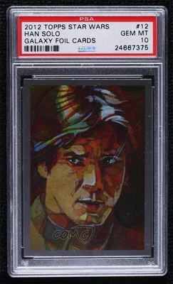 2012 Topps Star Wars Galaxy Series 7 Foil Silver Han Solo #12 PSA 10 GEM MT 2k3 - Image 1 of 3
