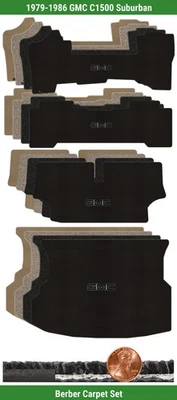 Заказной берберский коврик набор для '79-86 GMC C1500 пригород с логотипом (4 штуки) #MYM - Изображение 1 из 4