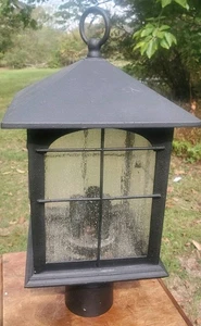 Iron 18" 3-Light Outdoor Post Lamp w/ Clear Seedy Glass Shade 3.25" Post Opening - Picture 1 of 5
