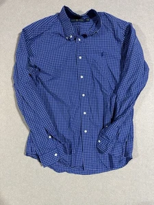 Ralph Lauren Mens Dress Shirt Blue White Grid Check Long Sleeve Button Down Size - Picture 1 of 5