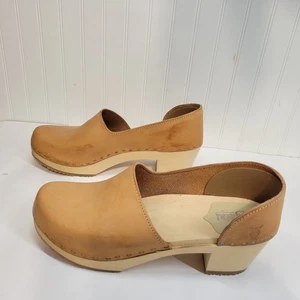 Sandgrens Brett High Closed Back Clogs Tan Leather Women's 11-11.5 EU Size 42 - Picture 1 of 12