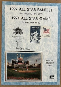 Rare 1997 All Star Game/Fan Fest Official Souvenir Card w/Babe Ruth Stamp - Bild 1 von 1