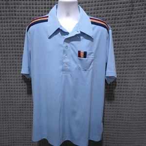 VTG King Louie Bowling Shirt Mens XXL *READ Polo Blue Lightweight Sporty Preppy - Picture 1 of 22