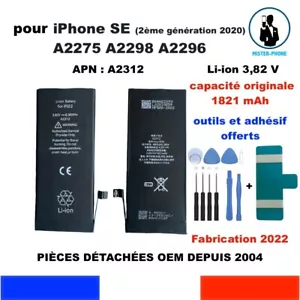 BATTERIE REMPLACEMENT IPHONE SE 2 2020 A2312 CAPACITE ORIGINALE 1821mAh OEM - Picture 1 of 9