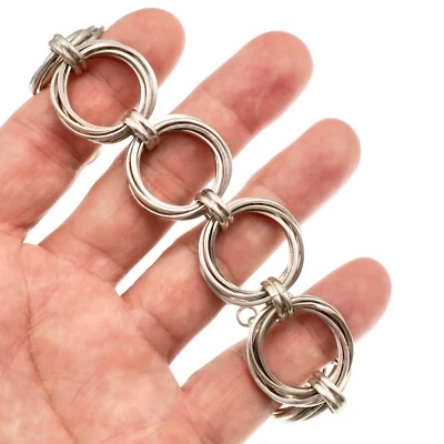 Silpada 925 Sterling Silver Multi Ring Bracelet Size 7-9 in Foto 1 de 2