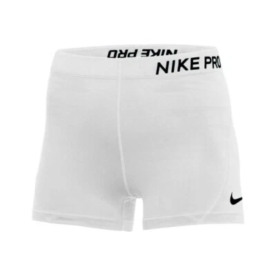 NEW! NIKE PRO [L] Women's Tight Fit 3" COMPRESSION Run SHORTS-White 897820-100 - Image 1 of 2