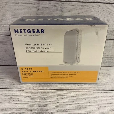 Netgear FS608 Fast Ethernet Switch 8 Port - New SEALED FAST FREE SHIPPING!!! - Image 1 of 4