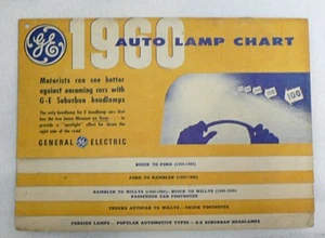 VINTAGE 1960 G E AUTO LAMP CHART - Picture 1 of 1