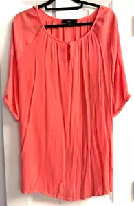 Ellos Damen Übergröße 20 leichte Frühling Sommer Tunika Top koralle Schlüsselloch NEU - Bild 1 von 3
