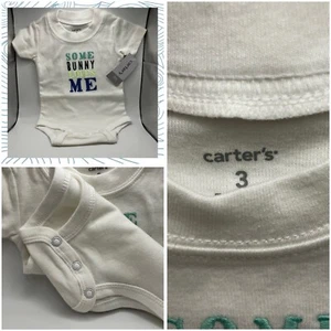 Carter’s Sz 3m Short Sleeve Body Suit White Embroidered Some Bunny Loves Me New - Picture 1 of 4